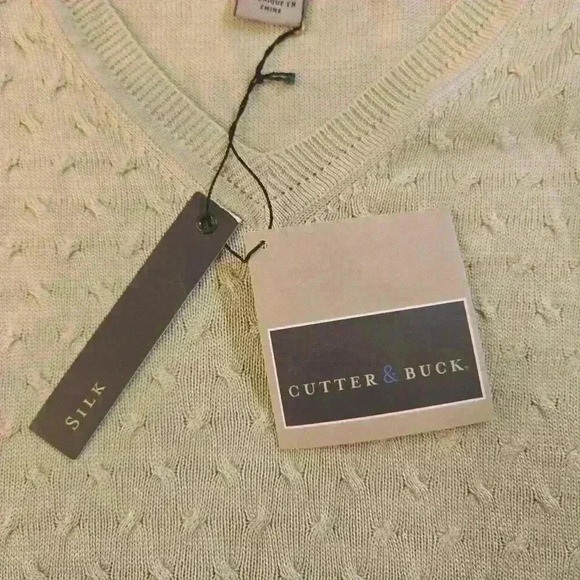 NWT Cutter & Buck Mens Silk Cotton V-Neck Lightweight Sweater Vest Sage Size XXL - Picture 7 of 9
